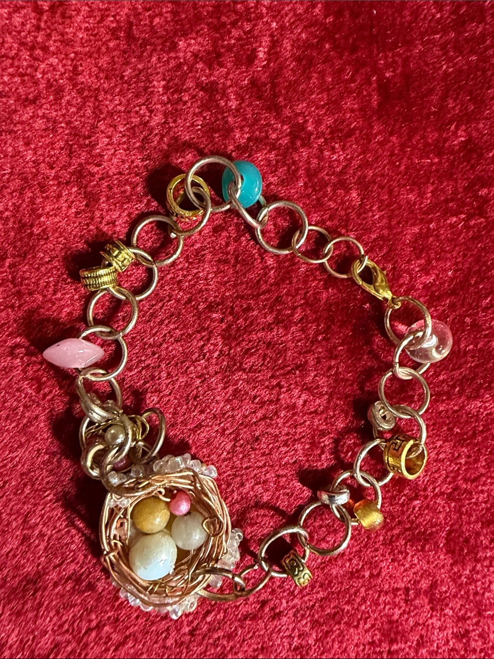 Vintage Multicolor Bird's Nest Charm Bracelet - Women Jewelry handmade
